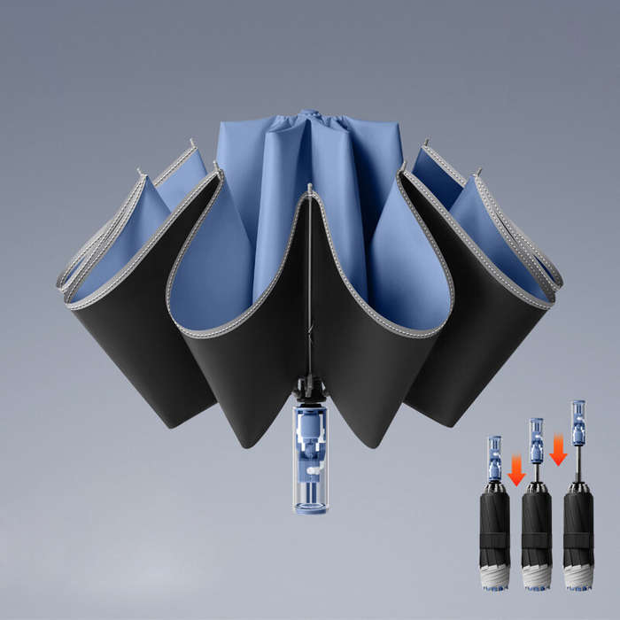 Dark Grey - Fully Automatic Umbrella Safety Anti-Rebound Reverse Folding Umbrella Sunny Rainy Dual-U