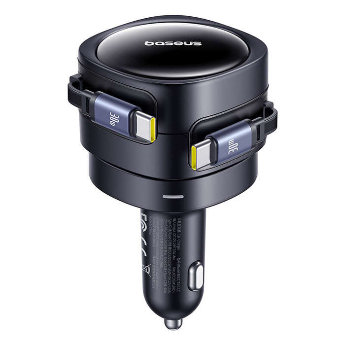USB-C+USB-C - Baseus BSCC-TX-0-CC 60W 2-Port USB PD Car Charger Adapter Built-in Type-C+Type-C Retra