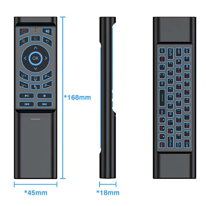 Black - M3 66-keys Wireless bluetooth Remote Control Intelligent Luminous Voice Remote Control 6-Axi
