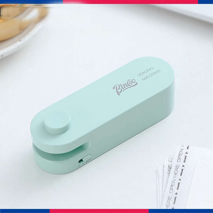 White - Bincoo Mini Food Sealer with Magnetic Base Hidden Blade 1200mAh Rechargeable Battery for Cof
