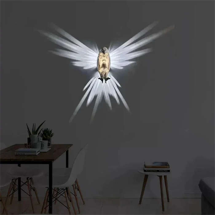 Owl - Eagle Owl Animal Projector Wall Lamp 3D Print Sconce Light Plastic Material Battery Operated H