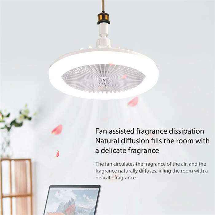 White - E27 Ceiling Fan Light Brightness & Color Temperature Dimmable 3-Speed Wind with Remote Contr