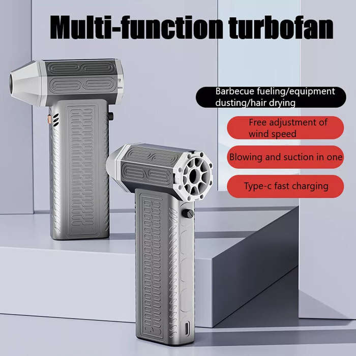Grey - 130000RPM 2 In 1 Mini Blower Fan Turbo Jet Fan Brushless Motor Handheld Duct Fan Electric Air