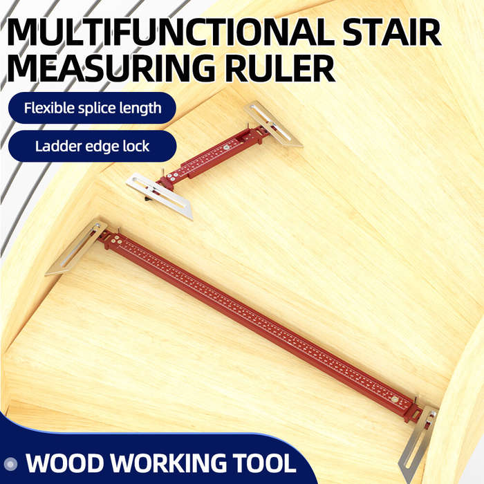 Red - ENJOYWOOD LTG-002 Stair Tread Template Tool Solid Stair Tread Gauge Shelf Layout Tool Stair Tr