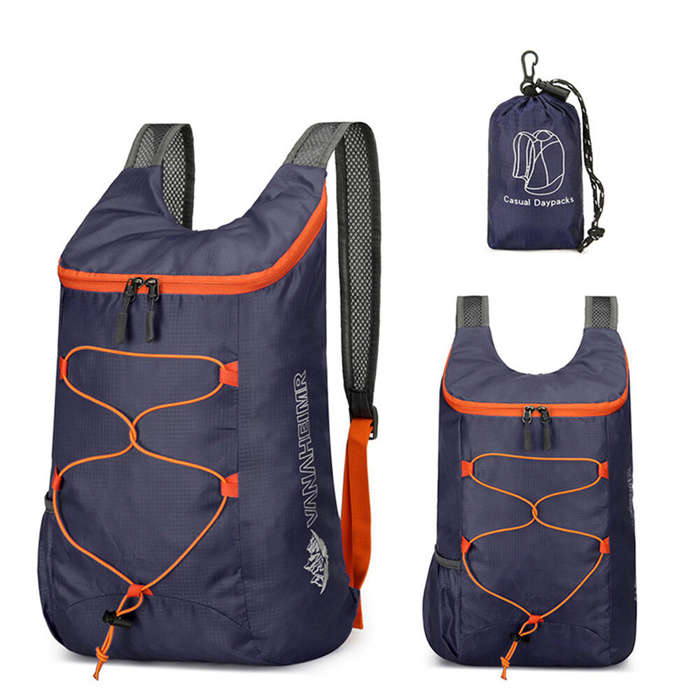 Blue - IPRee Multifunctional Outdoor Folding Backpack High Density Lightweight Waterproof Nylon Fabr