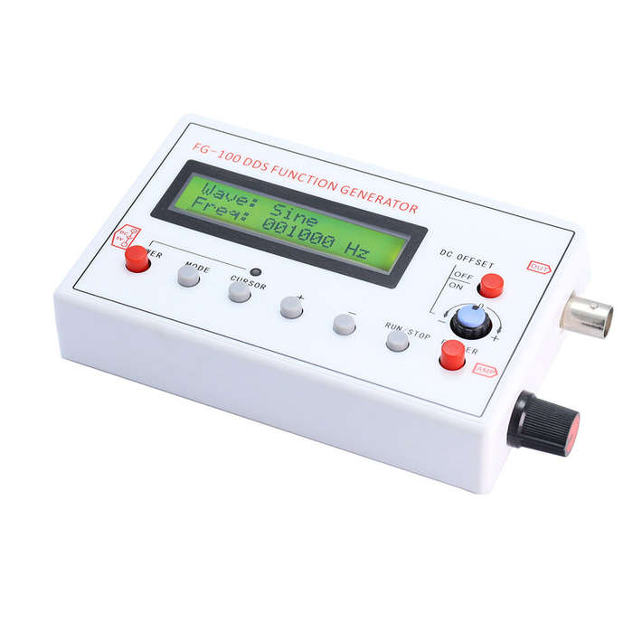 White - FG-100 DDS Function Signal Generator 1Hz-500kHz Frequency Range Portable Waveform Generator
