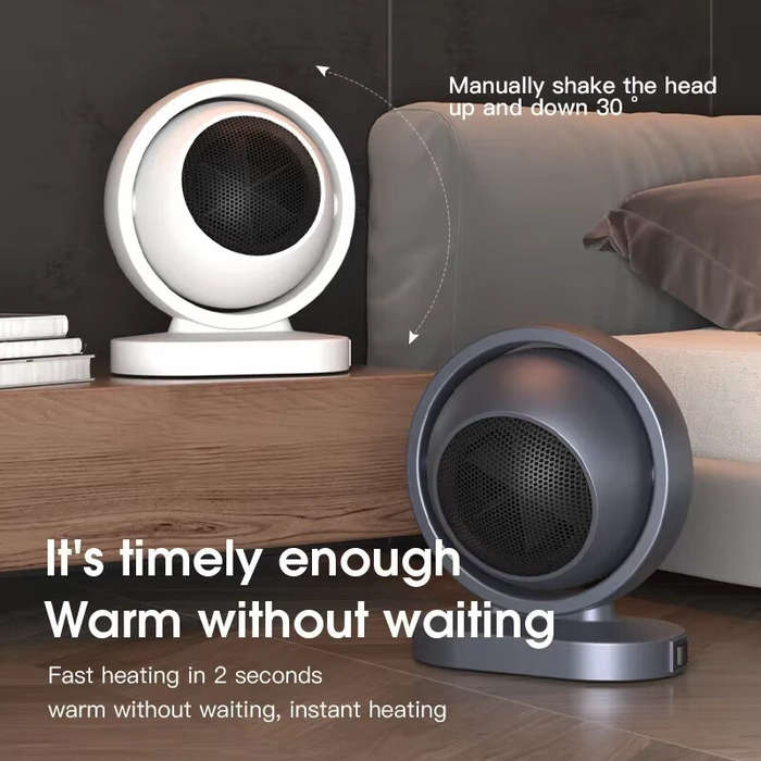 White - IPRee Portable Electric Heater for Home Office 380W Desktop Fan Mini Hot Air Stove Radiator