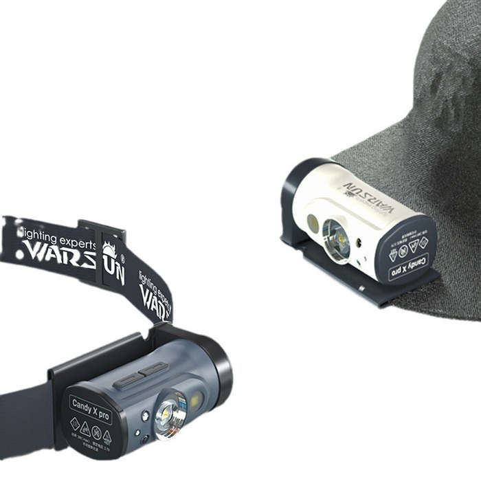 Grey - Warsun Outdoor LED Sensor Hat Clip Lamp Waterproof Head Light Rechargeable Fishing Searching