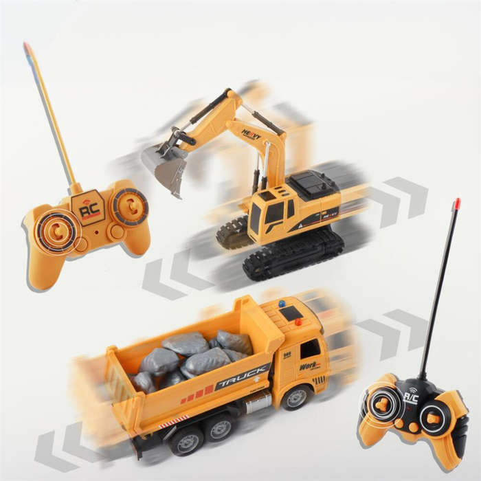 01 - 689-959A 1/20 2.4G 6CH RC Excavator+RC Dump Truck RTR for Children Toys