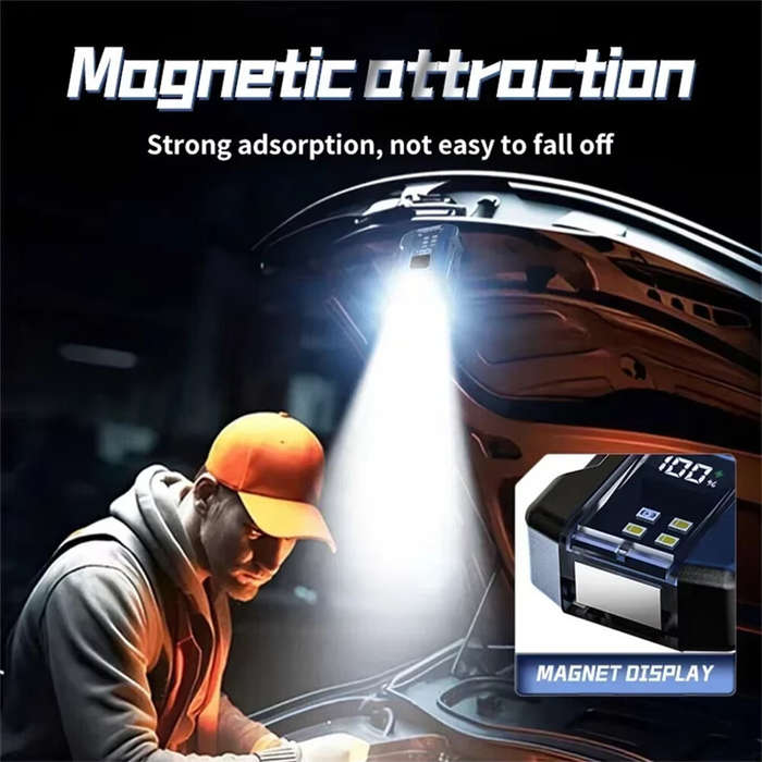 Black - Bikight COB+SMD LED Super Bright Flashlight USB Charging Portable Camping Lantern Power Disp
