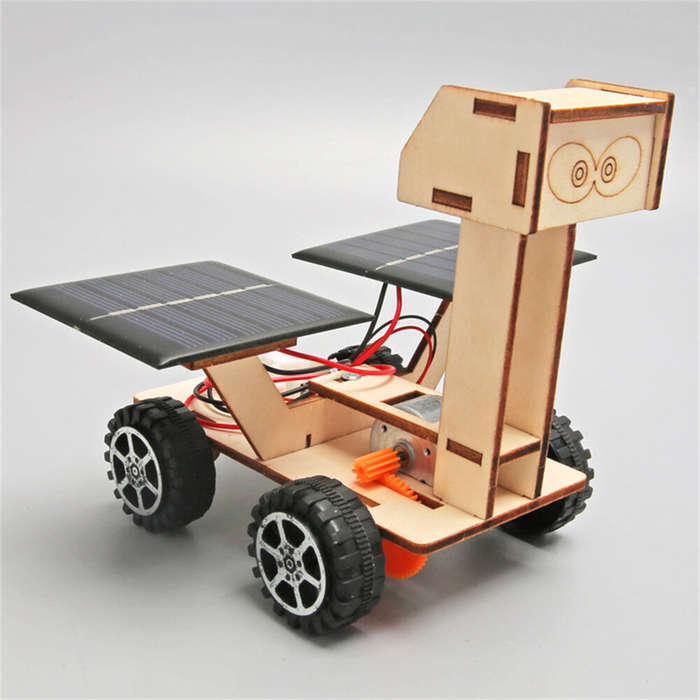 Wooden Solar Power Lunar Exploration Rover Model Assembly Kit DIY Children's Science Experiment Educ