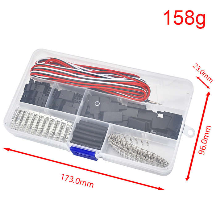 with box - JR 3P Connector Kit 22AWG 3 Meter Cable 0.8A 300V Secure Locking Heat Shrink Tubing RC Mo