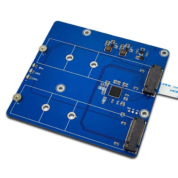 Only Board - Raspberry Pi 5 PCIe to M.2 Dual NVMe SSD Expansion Board High-Speed Dual SSD 2280 Suppo