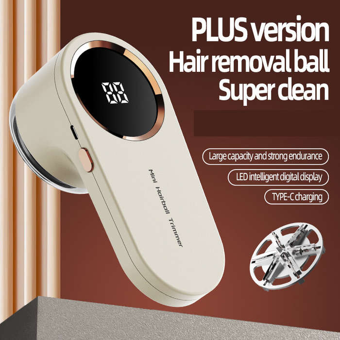 Beige - Intelligent Digital Display Fabric Shaver Hair Ball Trimmer Portable Lint Remover with 6 Bla