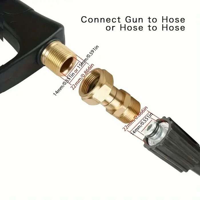 Type A - 360 Degree M22 Pressure Washer Attachment Reliable Brass Swivel Connector for High Pressure