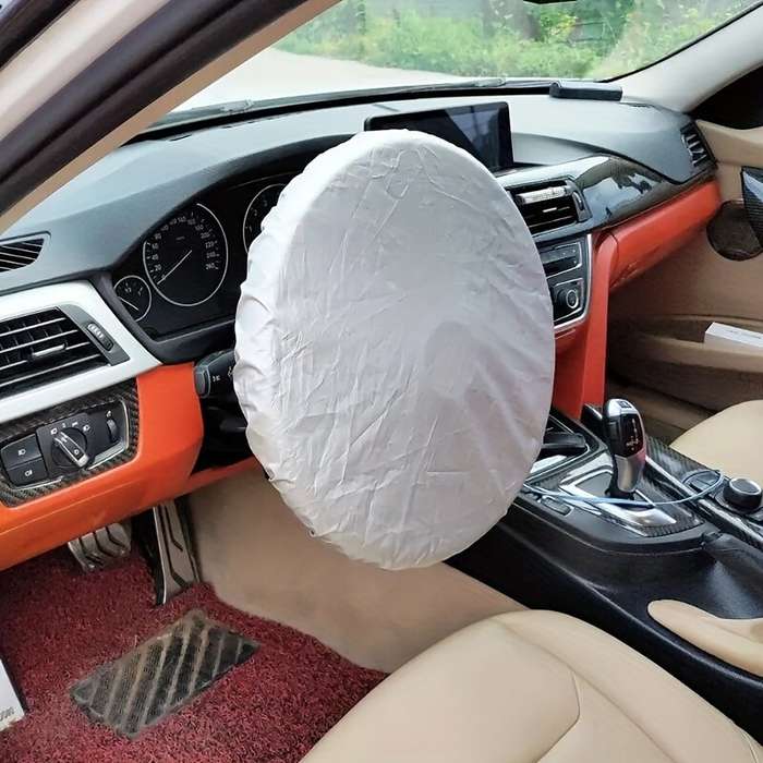 White - Universal Car Heat Shield Steering Wheel Sun Shade Cover Sun Block Heat Shield Sunscreen