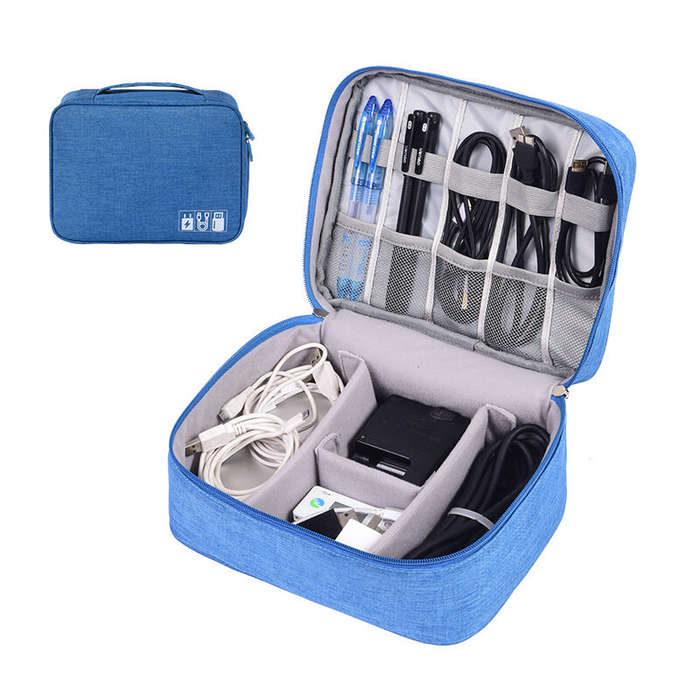 Black - Multifunctional Division Digital Bag Data Cable Storage Bag Travel Charging Treasure Earphon