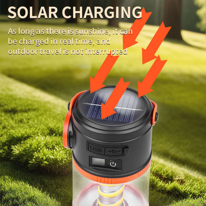 Orange - IPRee Outdoor Solar Portable Camping Light,Power Display,Double Light Source Lamp Power Ban