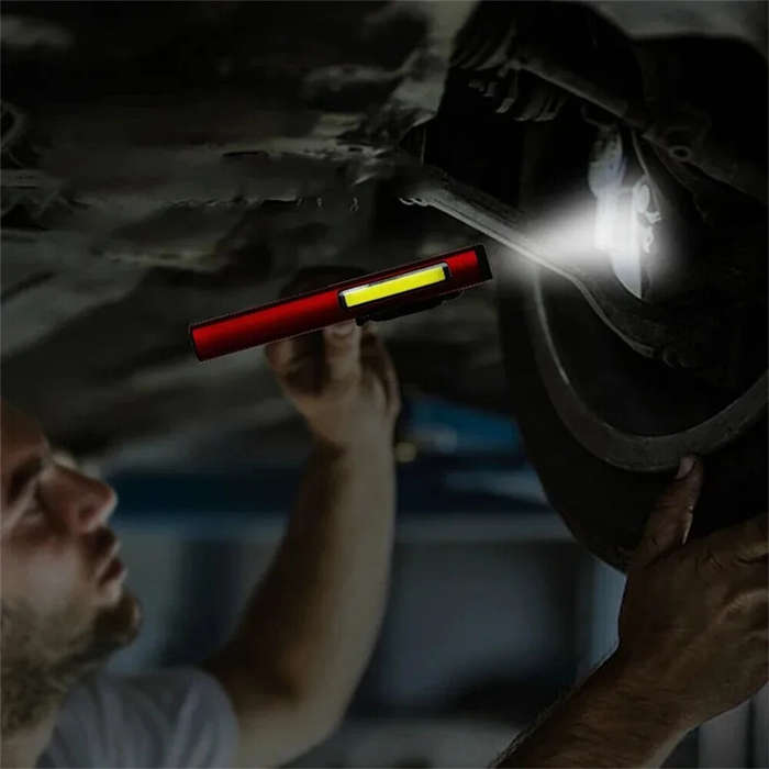 Red - Bikight Magnetic LED Work Flashlight Pen Light USB Rechargeable Emergency Mini Torch Super Bri