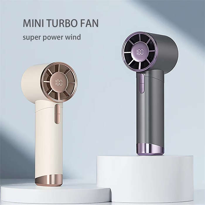 White - IPRee Portable Handheld Fan 1-100 Speeds Adjustable Turbo Mini Fan with LED Display Recharge