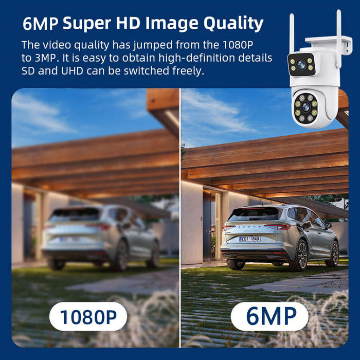White - A30 3MP+3MP 5X Zoom Dual Lens PTZ Security Camera Wireless Outdoors Smart Motion Detection T