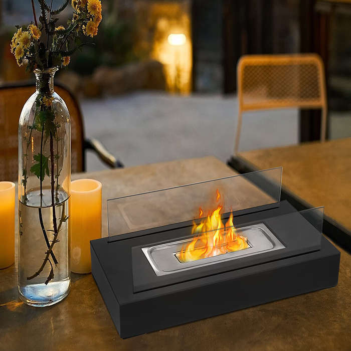Black - Rectangular Desktop Alcohol Fireplace Outdoor Portable Real Fire Fireplace Lamp Heater Moder