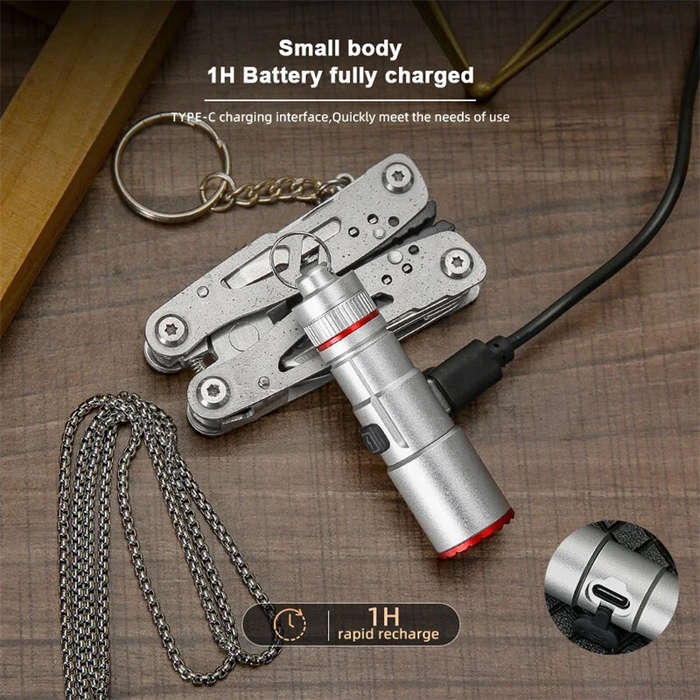 Green - 300LM Powerful EDC LED Keychain Flashlight With Battery Rechargeable Mini Torch Portable Wor