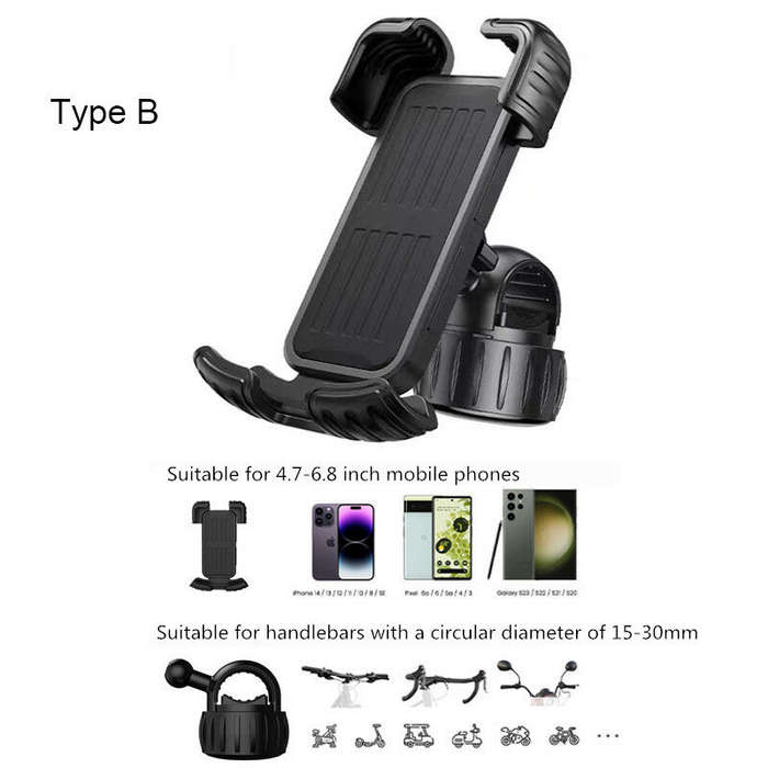 Type A - XANES YYS-443 Phone Holder 4.7"-6.8" Adjustable Phone Clip Stand Shockproof Portable Bike H