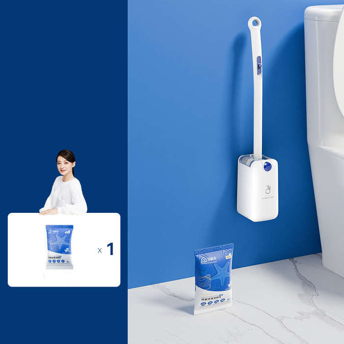 White - Automatic Chuck Open Cover Disposable Toilet Brush Household 360 Angle Wall Hanging With Cle