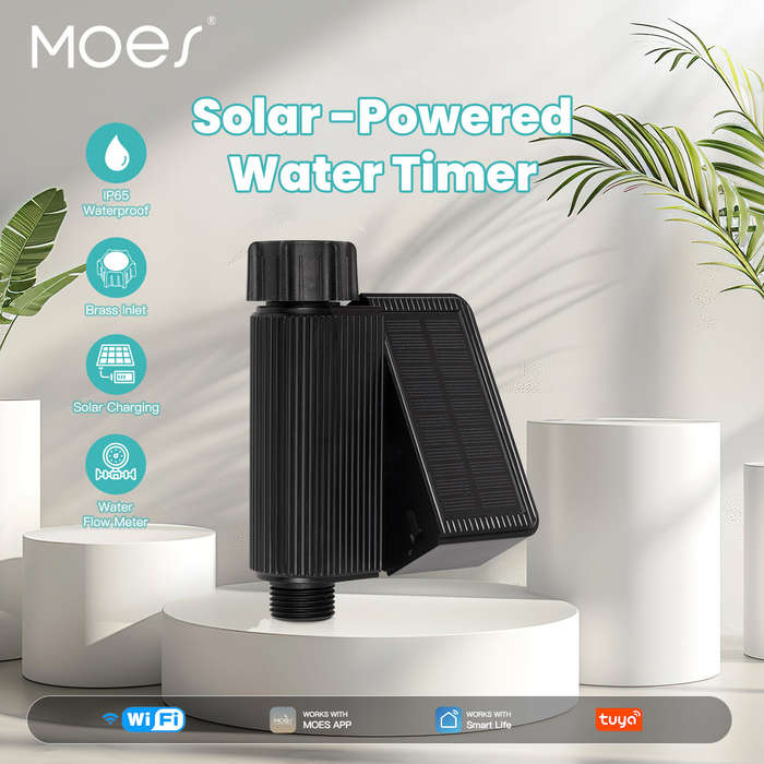 NPT - MOES Tuya Smart Home Wifi Timed Irrigation Water Valve IP65 Waterproof with Brass Inlet Solar