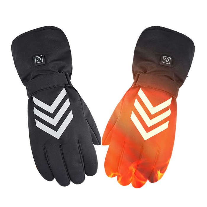 Black - TENGOO Electric Heated Gloves Waterproof Winter Gloves Heated Ski Gloves Warm Touching Scree