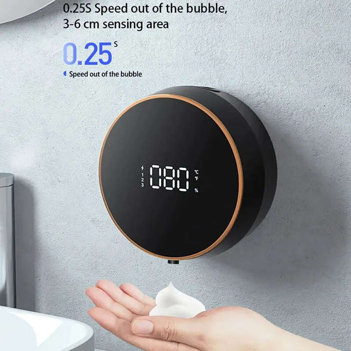 Black - Contactless Automatic Foam Soap Dispenser Time Display USB Charging Automatic Sensing Liquid