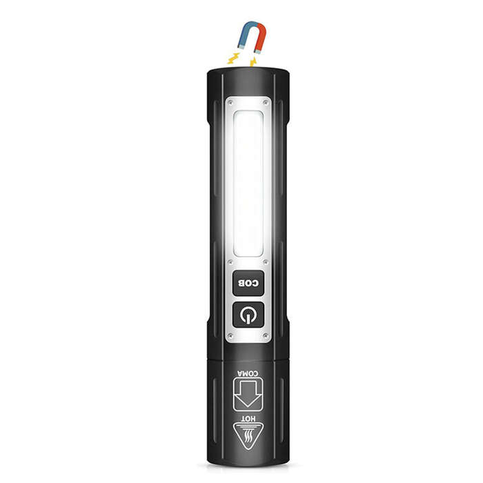 Black - BIKIGHT Rechargeable Flashlights Super Bright Small Pocket Magnetic Flashlight, 8 Modes LED