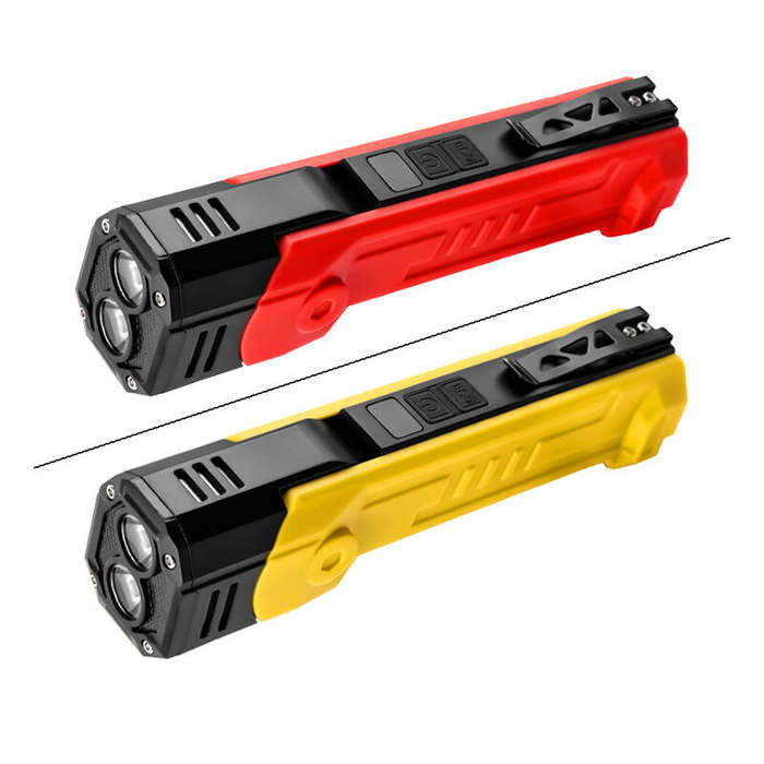 Yellow - Bikight LED COB 600LM 180 Rotation Multifunctional Magnetic Flashlight USB Rechargeable Wor