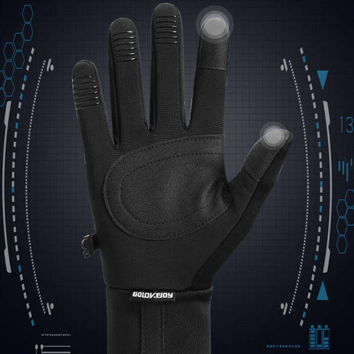 L - Golovejoy Warm Gloves Touch Screen Windproof Plus Velvet Wear-Resistant Gloves for Cycling Drivi