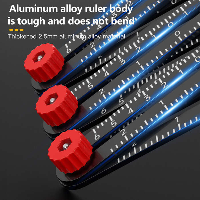 6/9/12 Fold Aluminium Alloy Angle Ruler Finder Measuring Ruler Perforated Mold Template Tool Locator