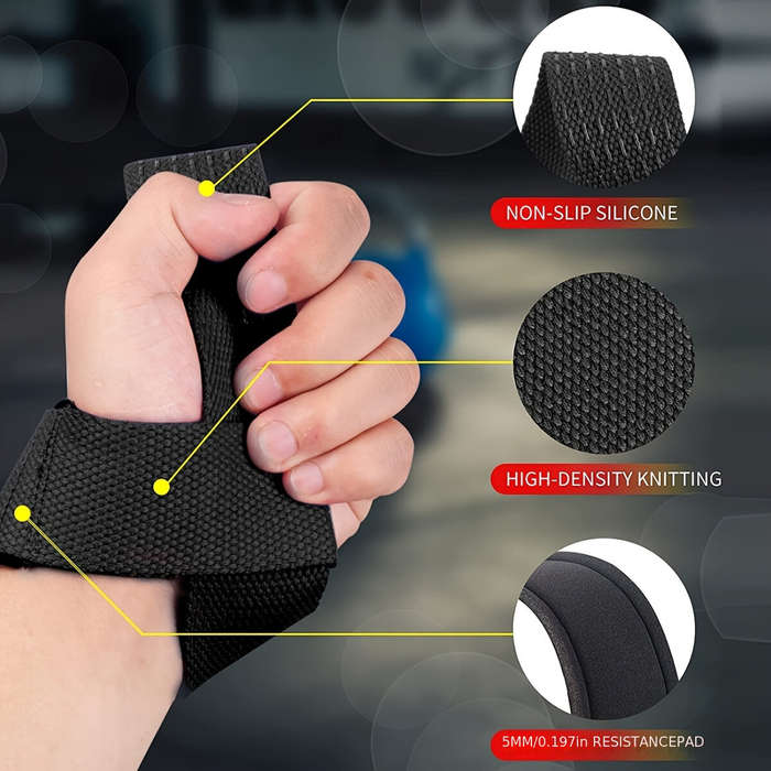 Black - GOUNOD 1pair Sport Fitness Wrist Lifting Straps Wristband Silicone Non-slip Deadlift Grip Be