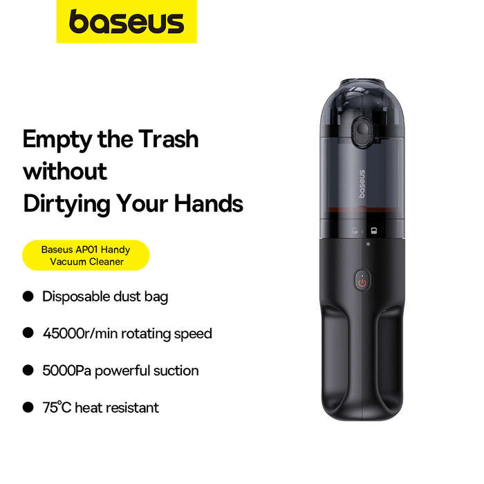 Baseus AP01 2-in-1 Car Wireless Vacuum Cleaner 5000Pa Portable Cleaner Large Disposable Dust Bag Han