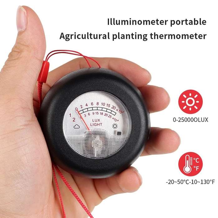 2-in-1 Light Meter Thermometer with High Precision Sensor 0.1~250,000Lux Dual Display Compact Design