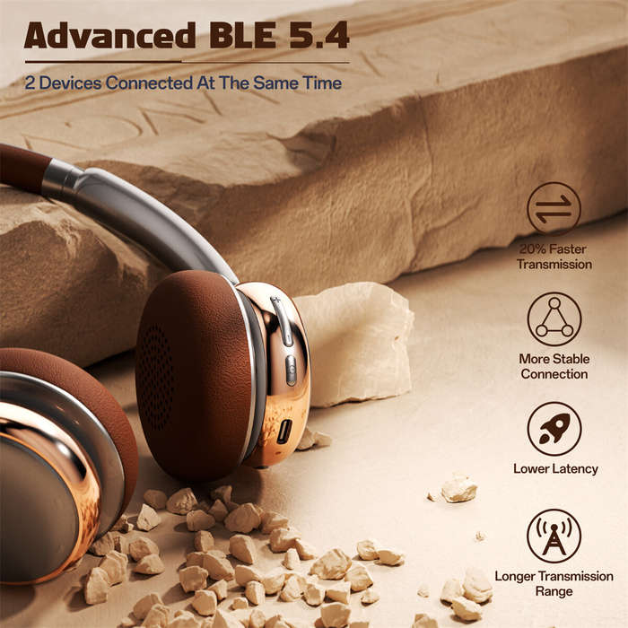 Silver - Weofly Nova bluetooth 5.4 Headset Wireless Headphone ANC ENC Noise Cancelling 40mm Dynamic