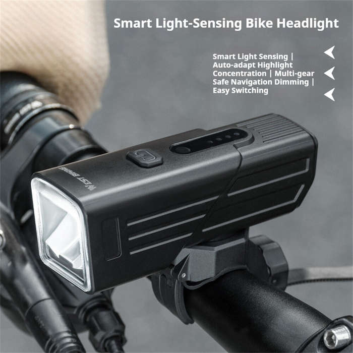 Spot Beam - WEST BIKING 400LM Smart Light-sensing Bicycle Headlight Portable Flashlight Waterproof T