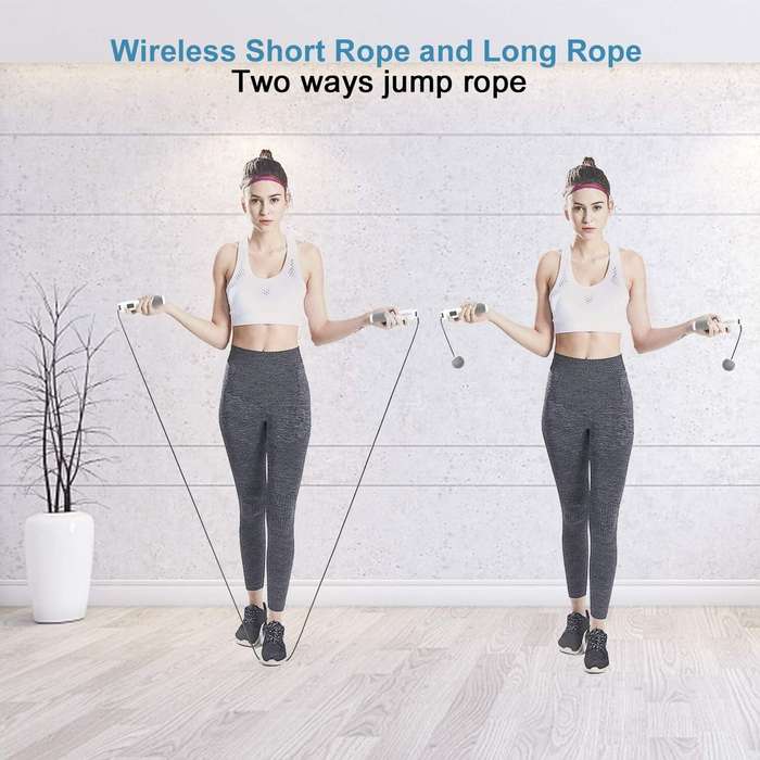 White - KALOAD Smart Electronic Counting Skipping Rope Adjustable Weight Length Jumping Rope for Hom