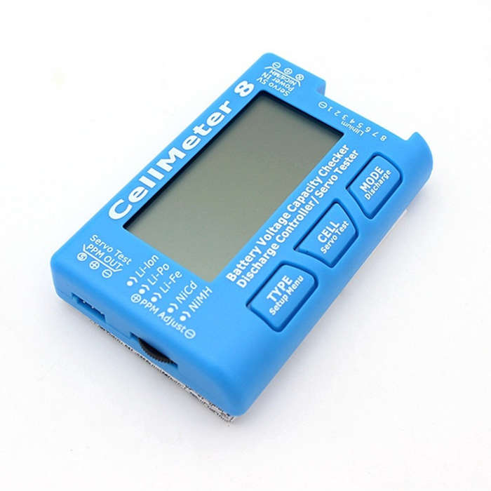 Blue - CellMeter 8 1-8S Li-Po Battery Discharge Charger Voltage Servo Test All-in-one Multi-Function