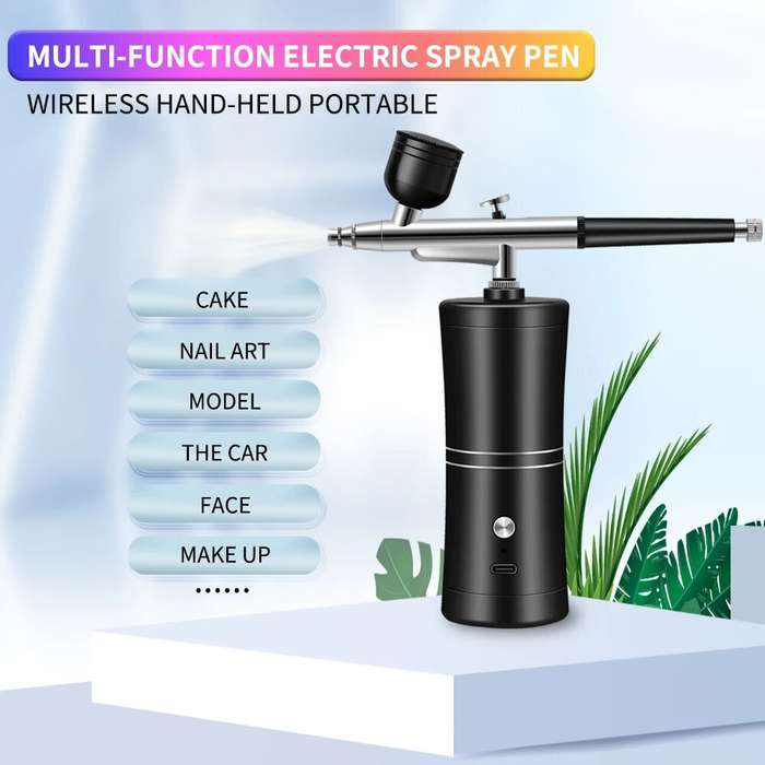 Pink - 900mAh High-Pressure Spray Gun Sprayer Kit 0.3mm Mini Air Compressor Air Brush Kit Painting A