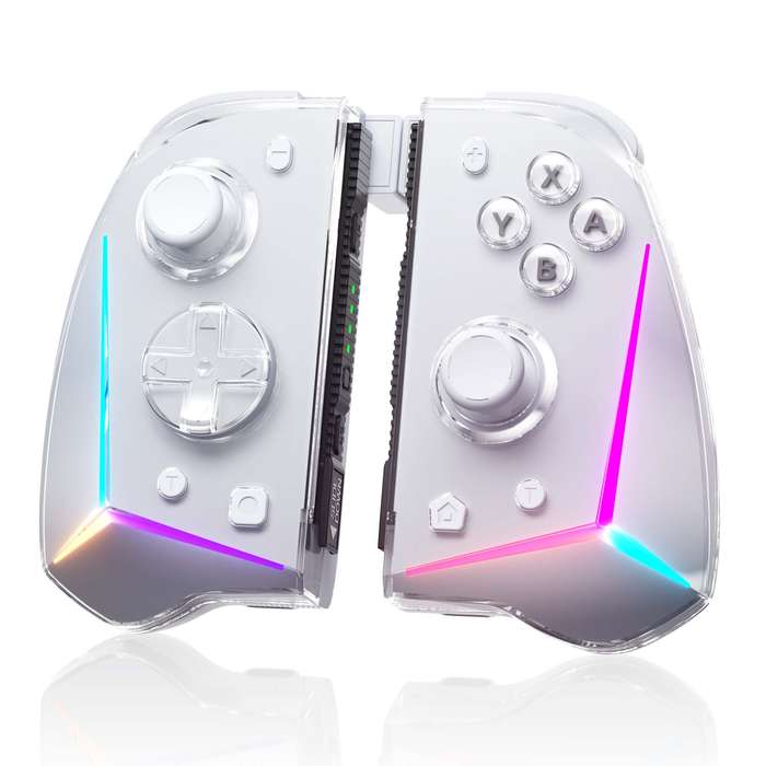 White - EasySMX S15 L/R Split Joypad Wireless RGB Controller Compatible with NS/OLED 6-Axis Gyro Swa