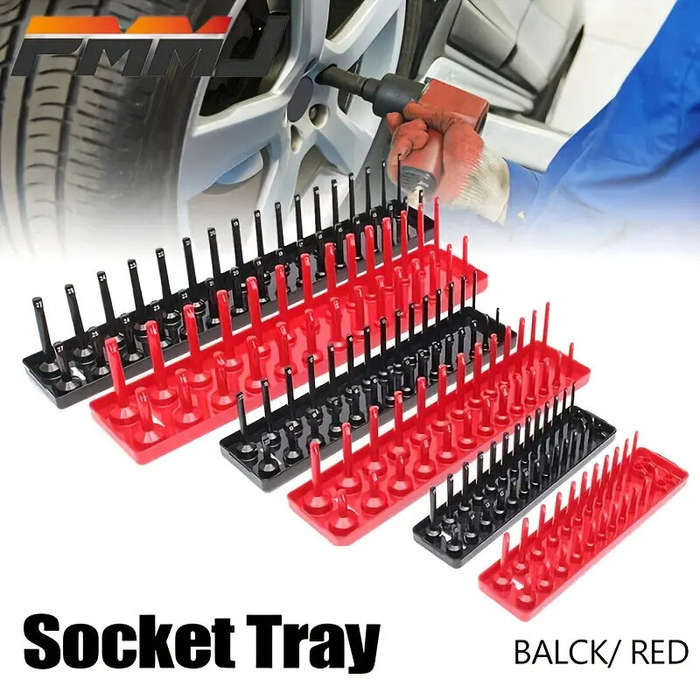 Black - Multifunctional 3-PCS Plastic Socket Organizer Tray Set 1/4-Inch 3/8-Inch 1/2-Inch Metric/Im
