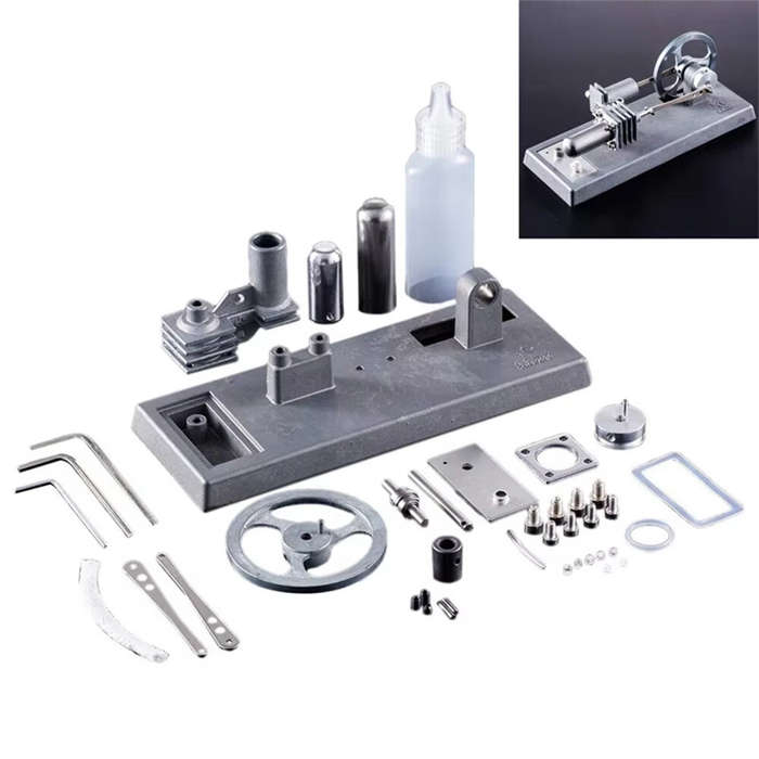 Silver - STARPOWER QX6 Mini Hot Air Stirling Engine Model DIY Assembled Kit Physics Experiment Scien