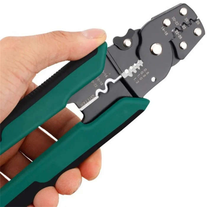 Green - Multi-function Mini Electric Terminal Crimping Pliers With Wire Stripping Cutting Hand Crimp