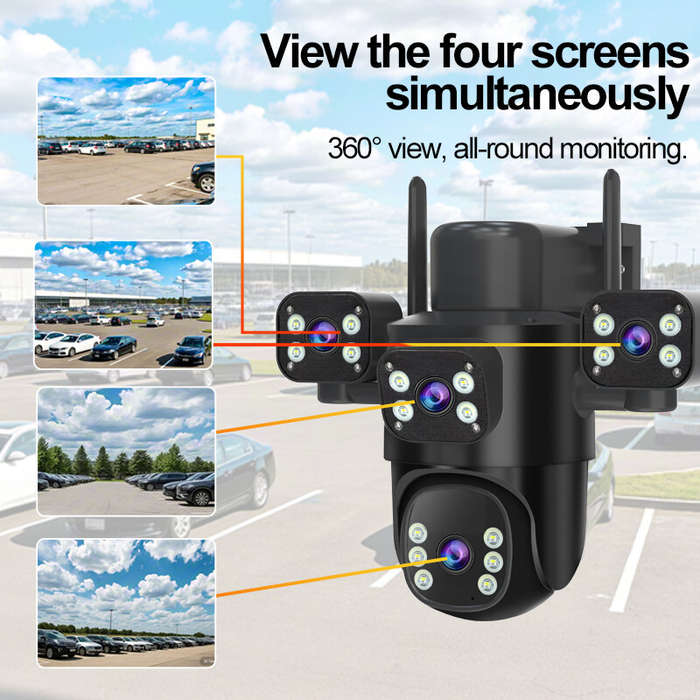 EU Version - Guudgo 2MP+2MP+2MP+2MP Four Lens Solar Camera 5X Zoom 4G AOV Outdoor Security Camera 36