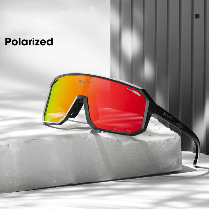 Red - SCVCN UV400 Protection HD Polarized Cycling Sunglasses PC Colorful Sports Goggles for Outdoor